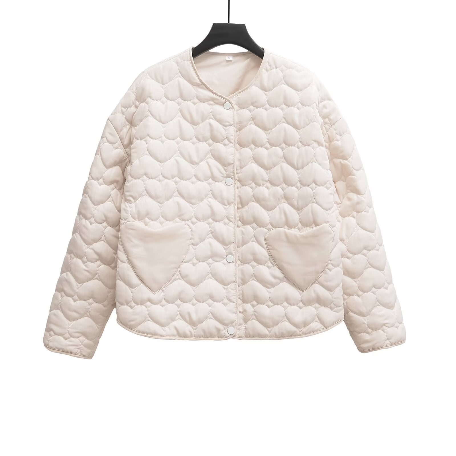 Women's Peach Heart Quilted Cotton Two-tone Cotton Jacket