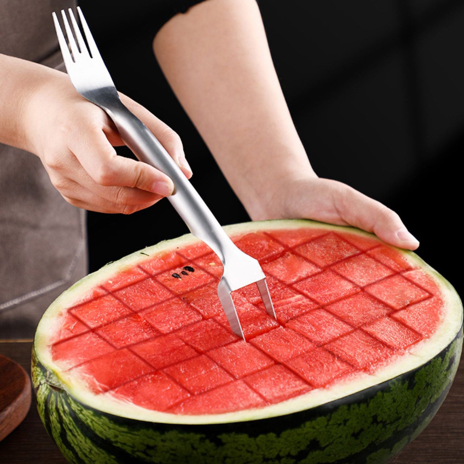 2 In 1 Watermelon Fork Slicer Multi-purpose Stainless Steel Watermelon Slicer Cuttervider Kitchen