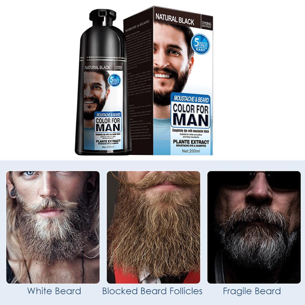 Beard Hair Color Shampoo For Men,Natural Permanent Beard DyeShampoo, Colors Hair In Minutes