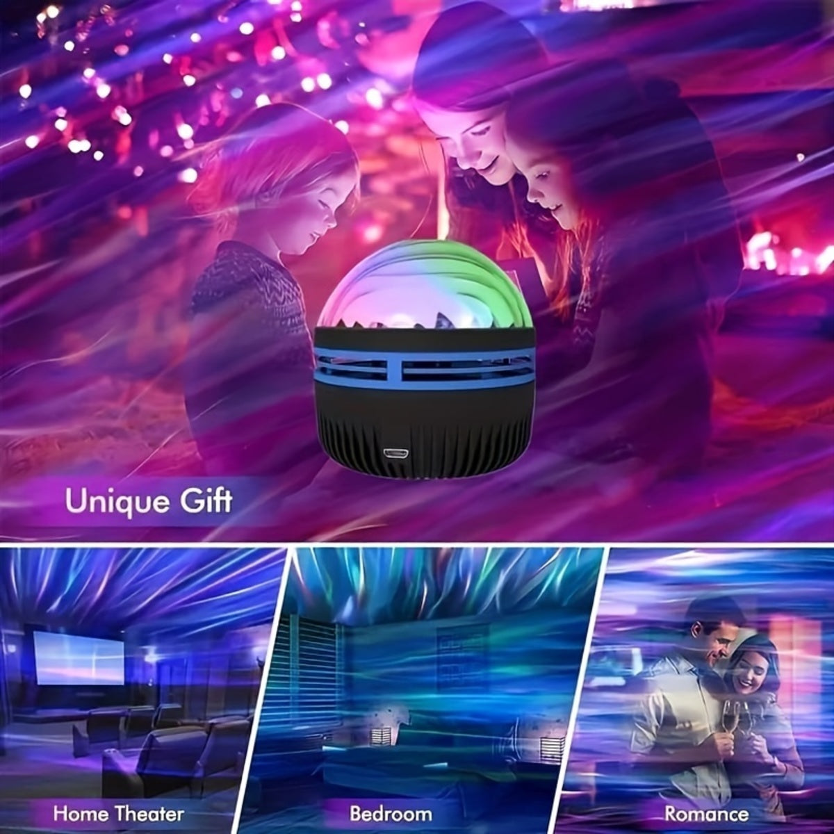 2 In 1 Northern Lights And Ocean Wave Projector With 14 Effects Of Galaxy Light For Game Rooms, Parties, Light Projector For Bedroom, Led Light Projector For Room Home Decorations