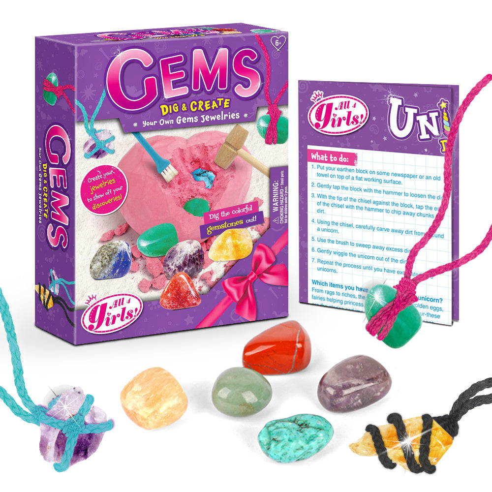 Gemstone Dig Kit Toys For Kids Dig Up 6 Gems& Rocks Science STEM Activities  Educational Gifts