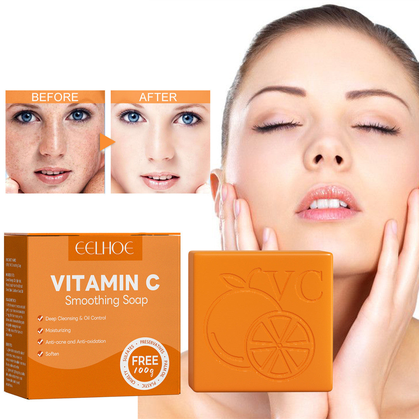 Vitamin C Whitening Soap Fade Spots Deep Cleansing Moisturizing