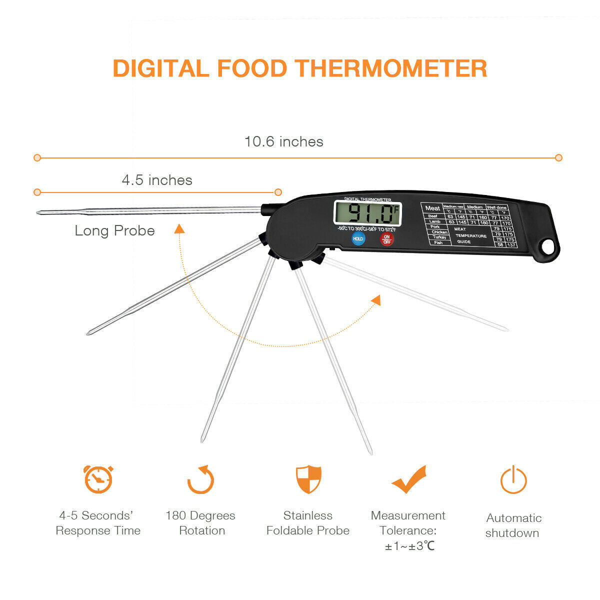 Digital Cooking Meat Thermometer Instant Read Food Steak Oven Smoker BBQ Grill Meat Thermometer