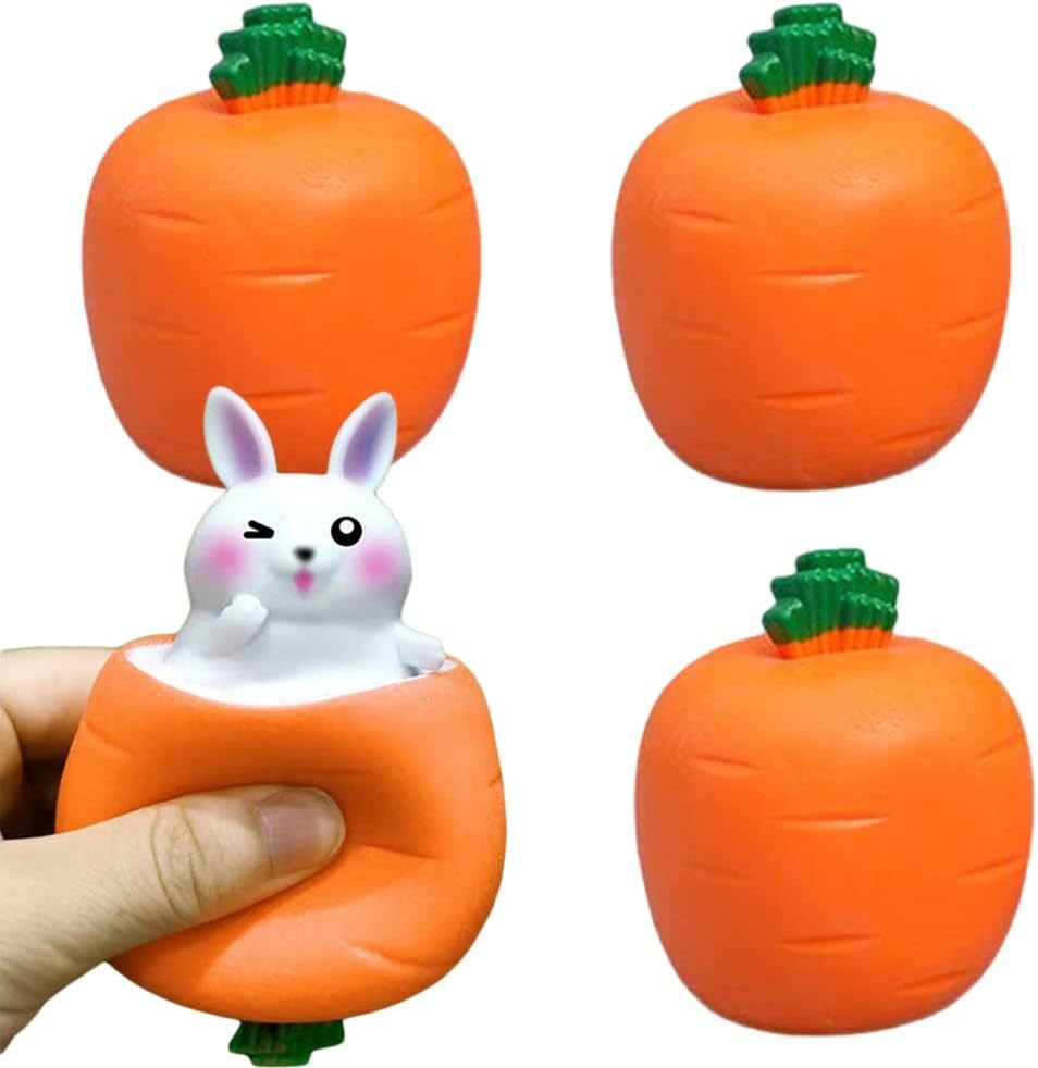 4 Pack Stress Balls Bunny Squeeze Ball Carrot Rabbit Stress Toy Sensory Pressure Toys