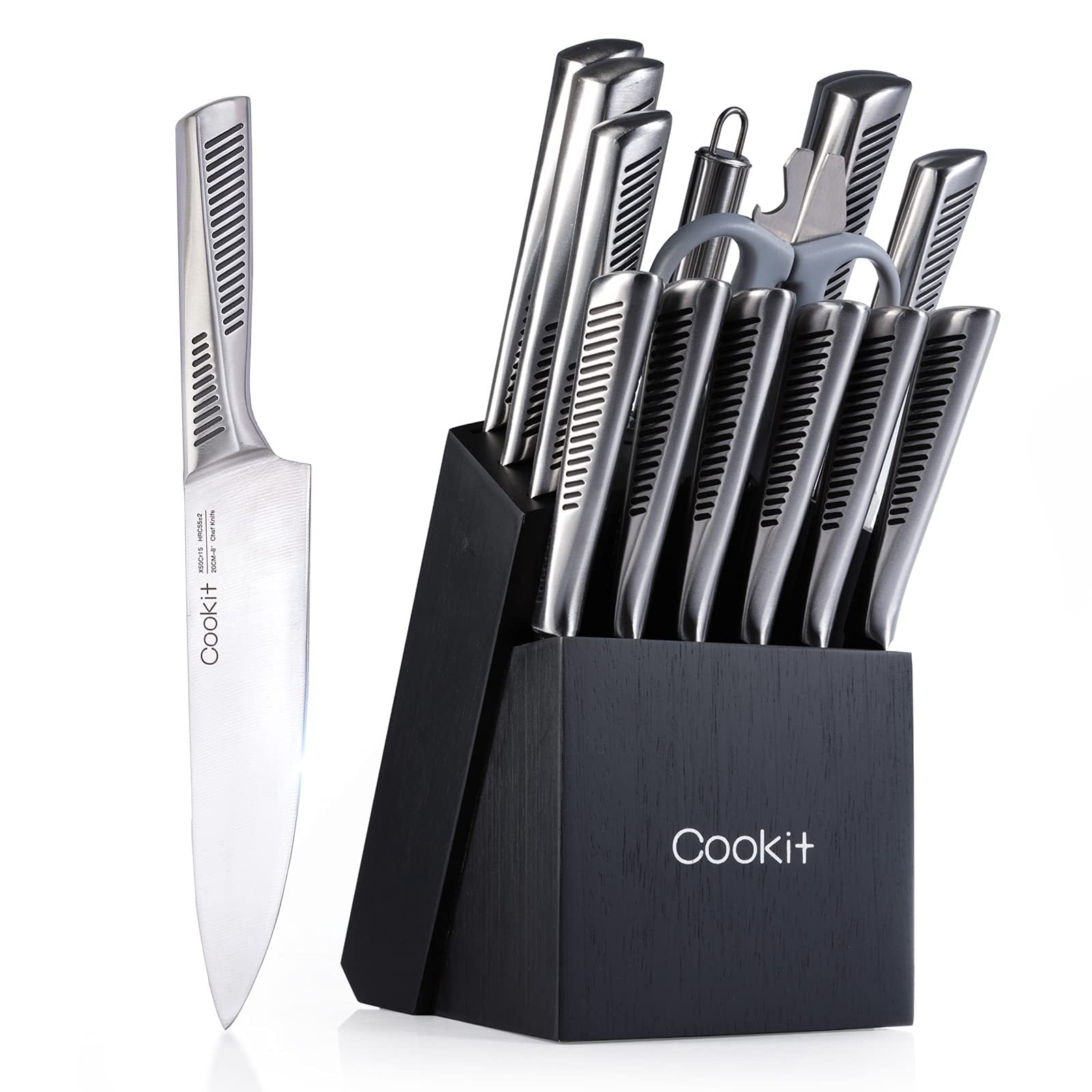 Kitchen Knife Set, 15 Piece Knife Sets with Block, Chef Knives