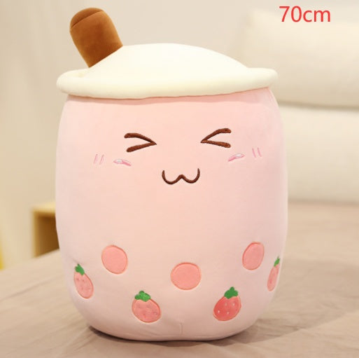 Cute Fruit Drink Plush Stuffed Soft Strawberry Milk Tea