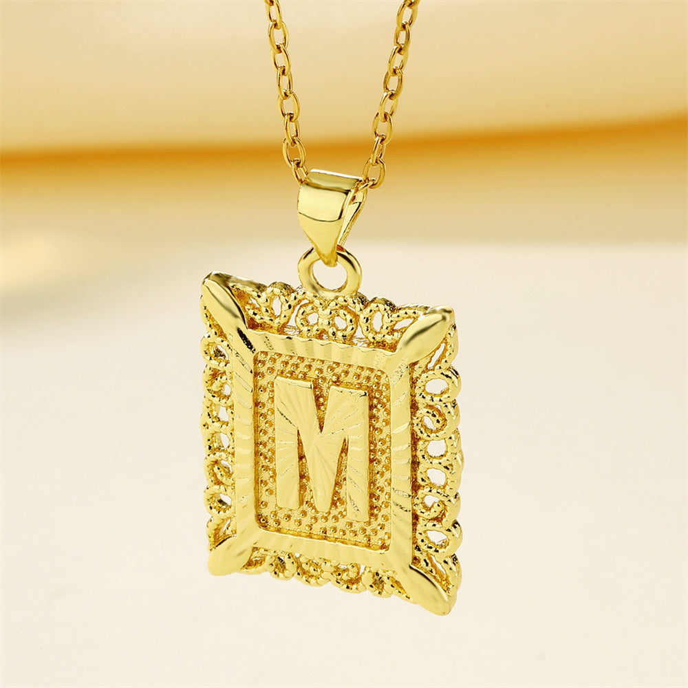 A-Z New Design Fashion Stainless Steel Letter Charm Necklace 18k Gold Plated Woman Initials Pendant Necklace Gold Jewelry Gift