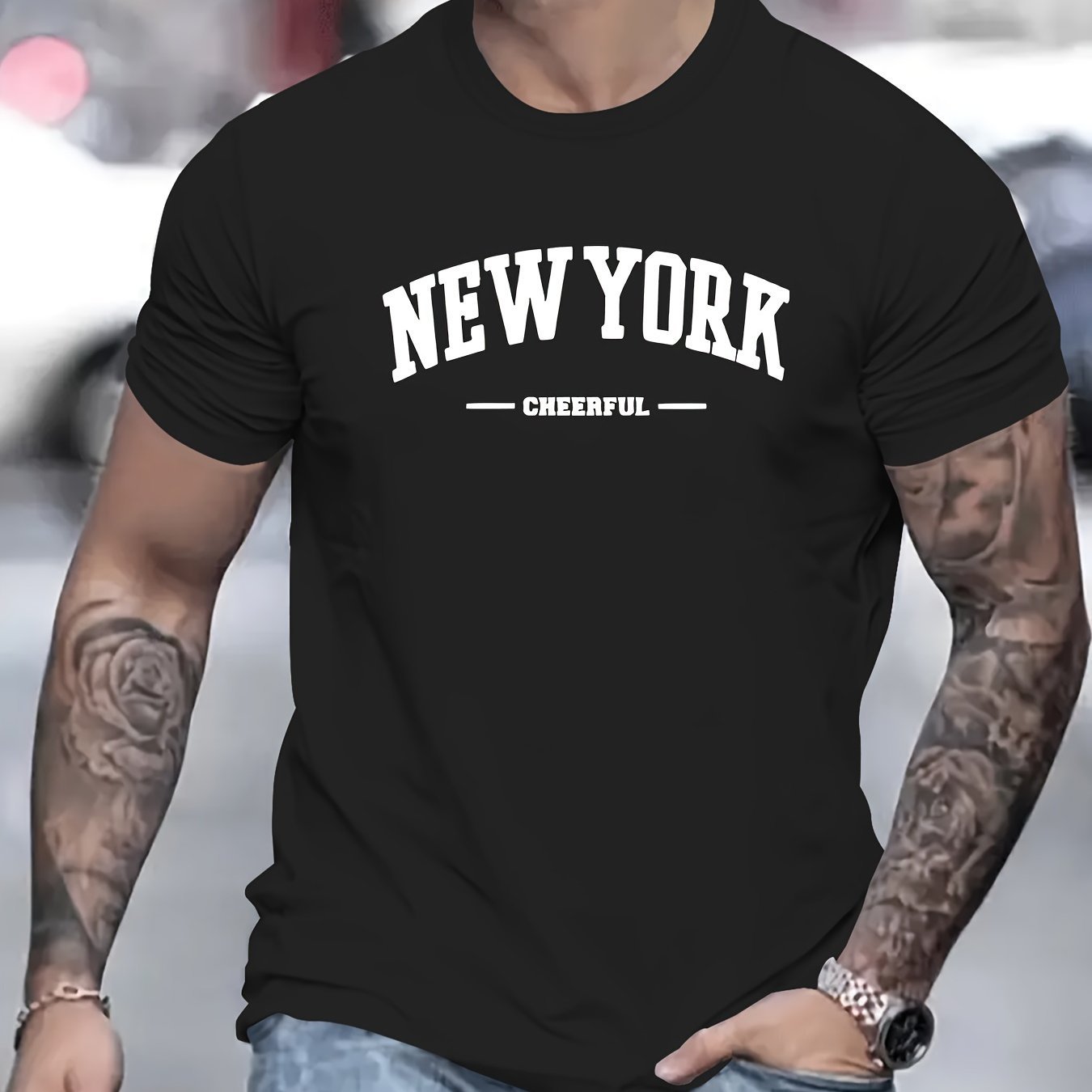 Men's New York Creative Printed Casual Novelty T-shirt, Short Sleeved Summer&spring Top