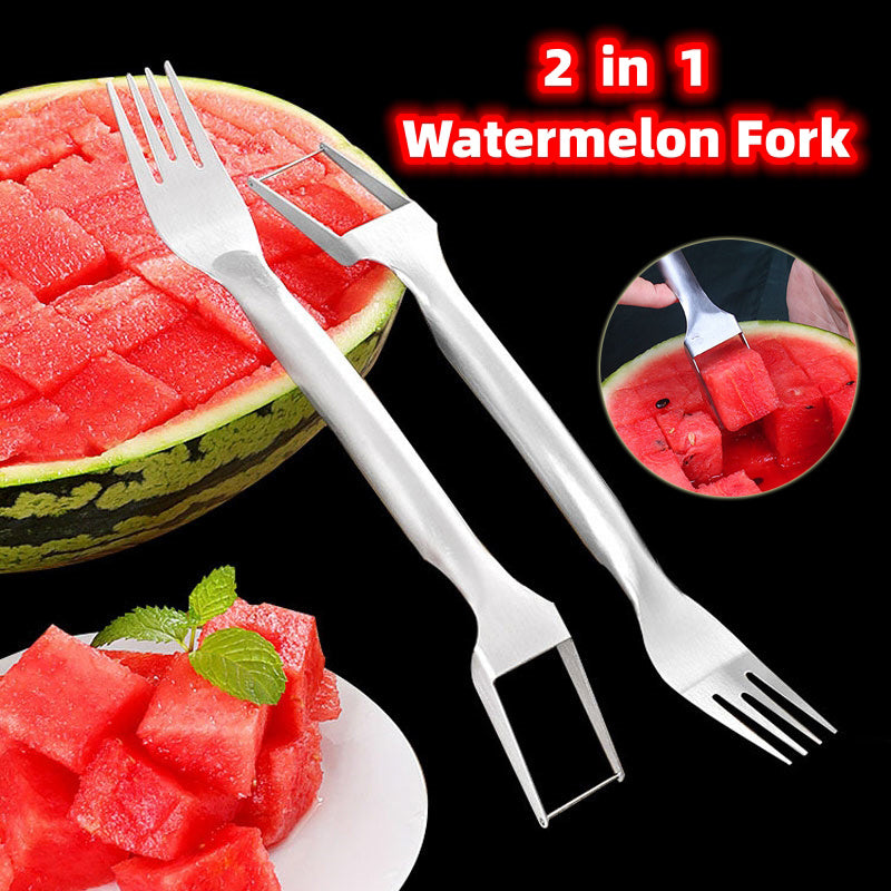 2 In 1 Watermelon Fork Slicer Multi-purpose Stainless Steel Watermelon Slicer Cuttervider Kitchen