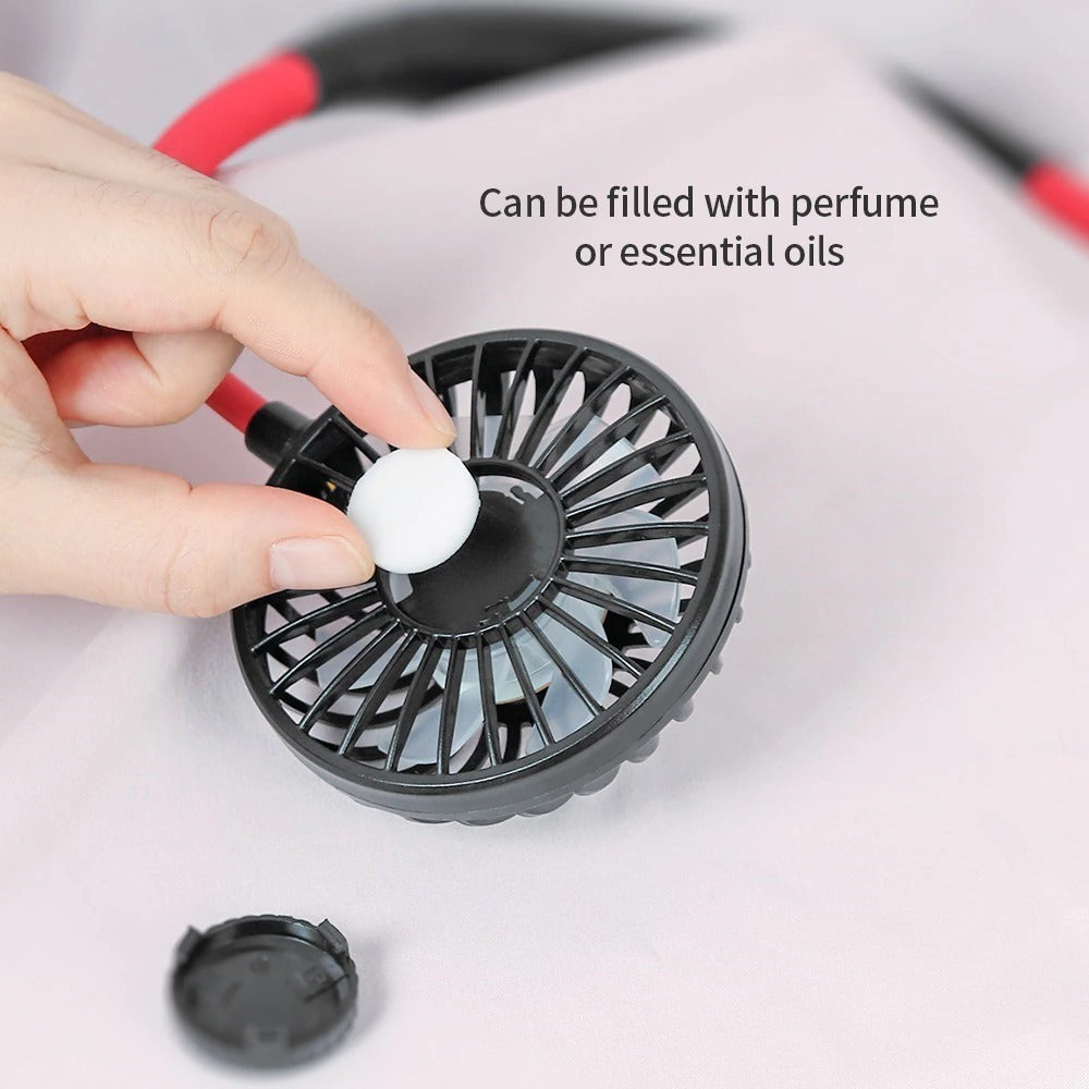 Mini Portable Hanging Neckband Fan USB Rechargeable Double Fans Air Cooler Conditioner