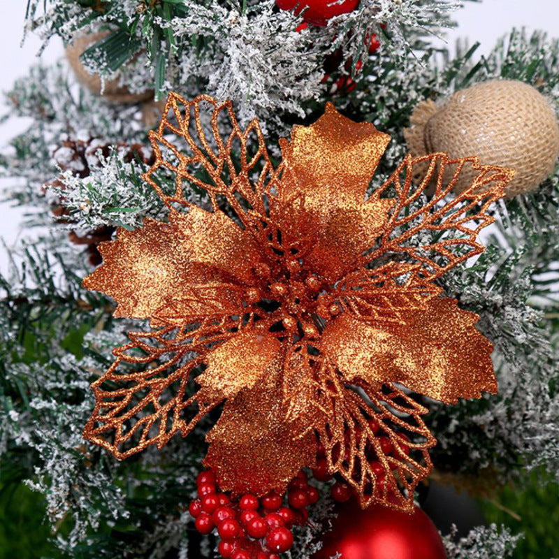 Glitter Artifical Christmas Flowers Christmas Tree