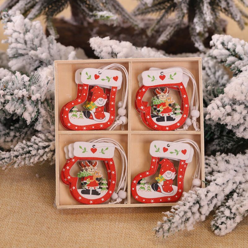 Christmas Snowflakes Wooden Pendants Xmas Tree Ornaments