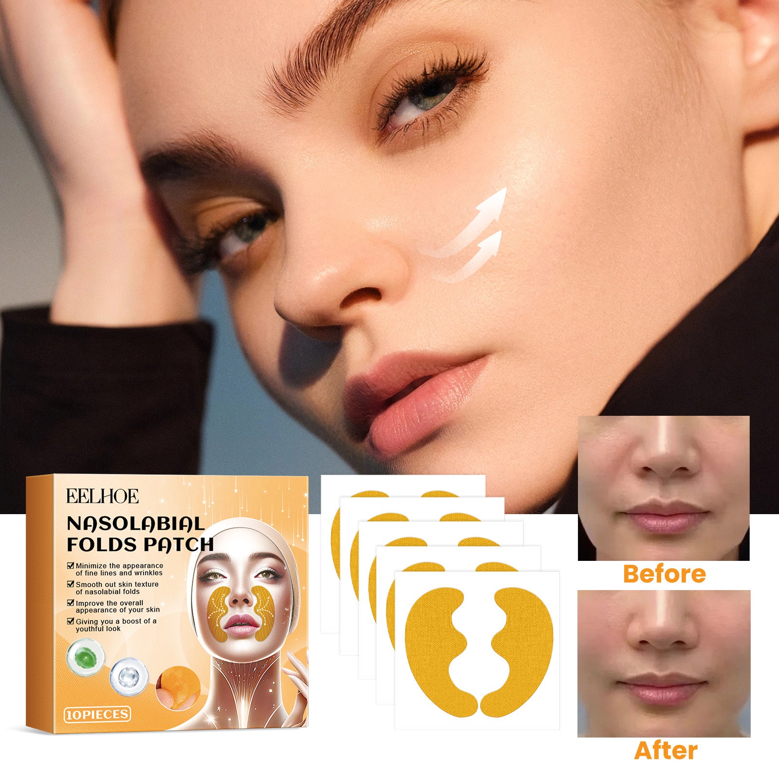 EELHOE Nasolabial Folds Patch, Fade Fine Lines Law Lines Lifting And Tightening Facial Skin Moisturizing And Hydrating