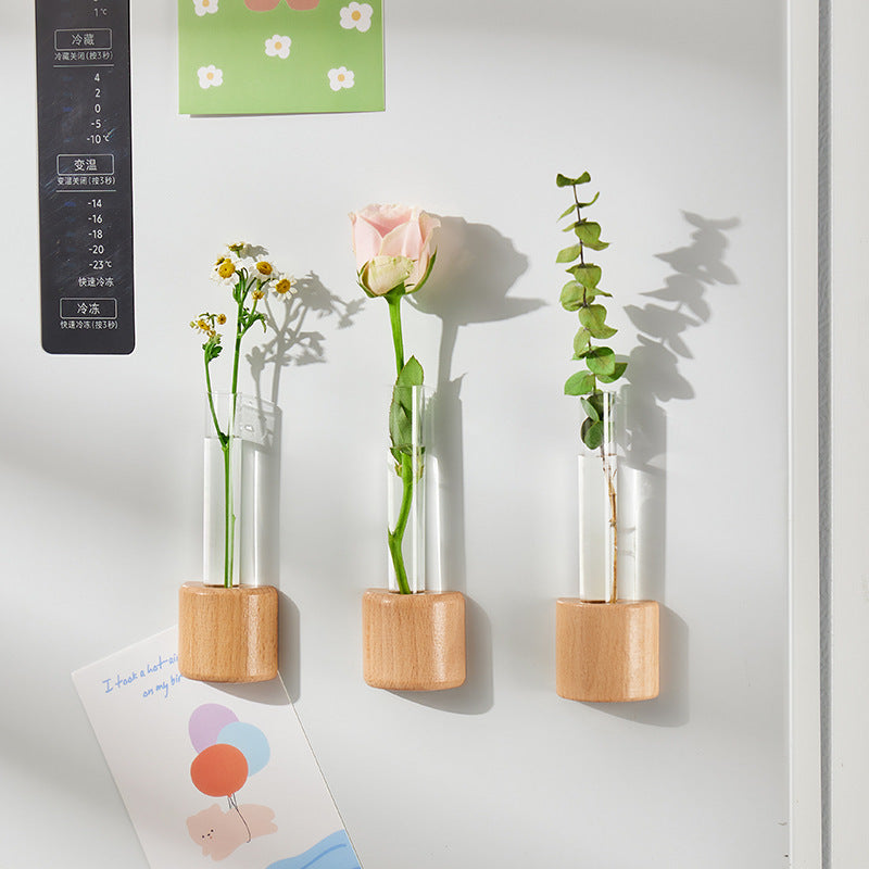 Wood Color Refridgerator Magnets Magnetic Suction Test Tube Vase Home Decor