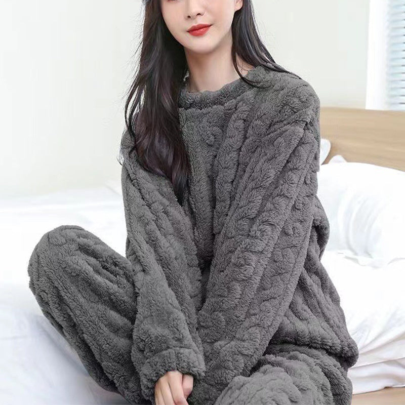 Winter Pajamas Sets Homewear Solid Color Loose