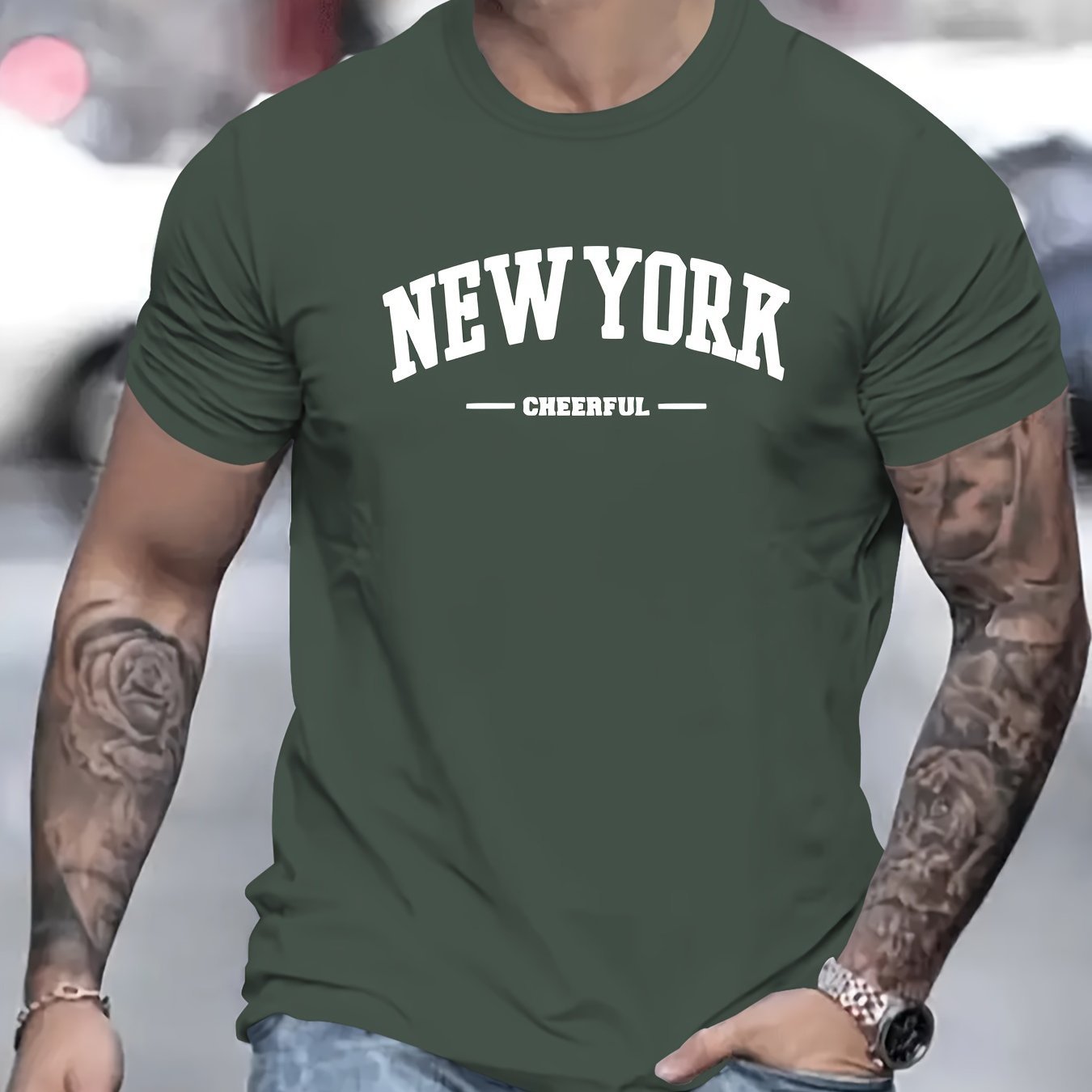 Men's New York Creative Printed Casual Novelty T-shirt, Short Sleeved Summer&spring Top