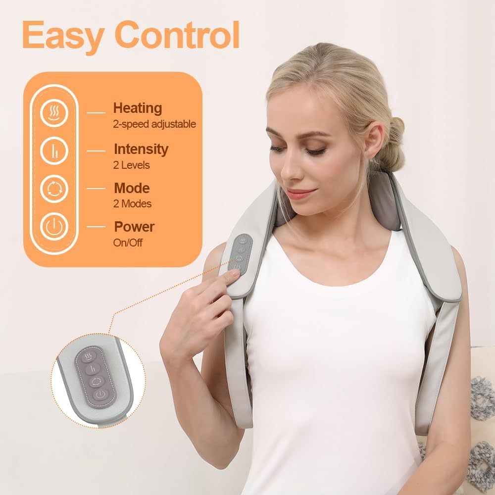 Neck Shoulder Back Massager With Heat - Shiatsu Massager Adjustable Relaxing Gift Plug-in Comfort