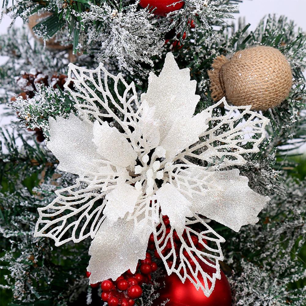 Glitter Artifical Christmas Flowers Christmas Tree