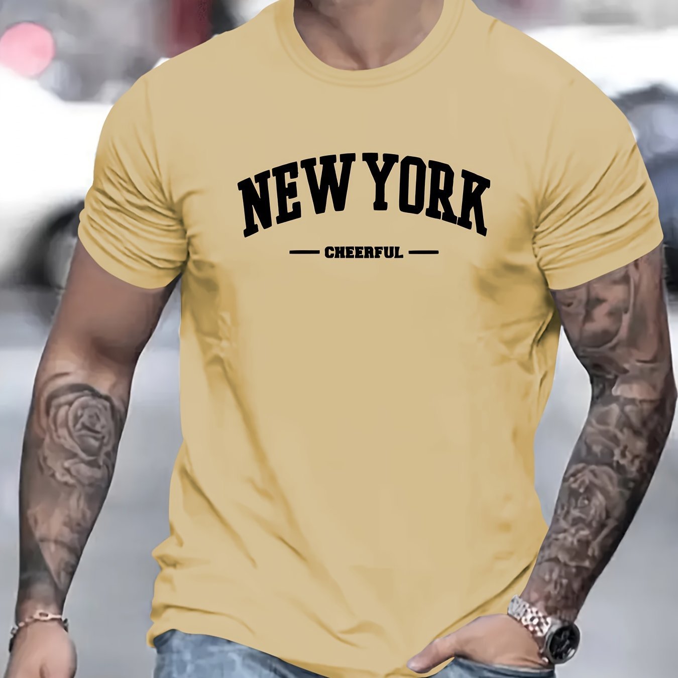 Men's New York Creative Printed Casual Novelty T-shirt, Short Sleeved Summer&spring Top