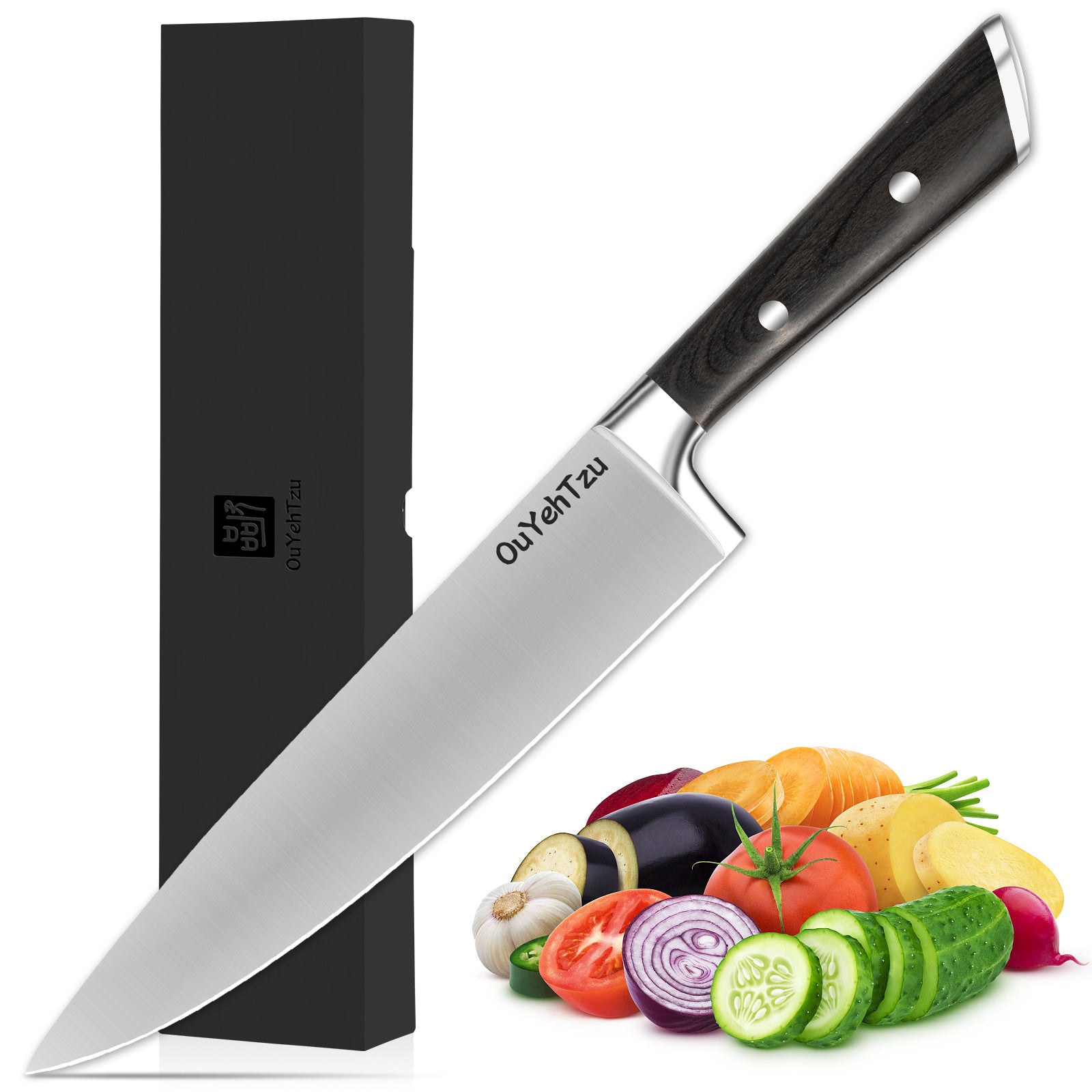 8 Inch Chef Knife, Sharp Japanese High Carbon Steel Kitchen Knives,