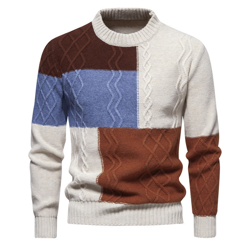 Color-block Crew Neck Knitwear For Men