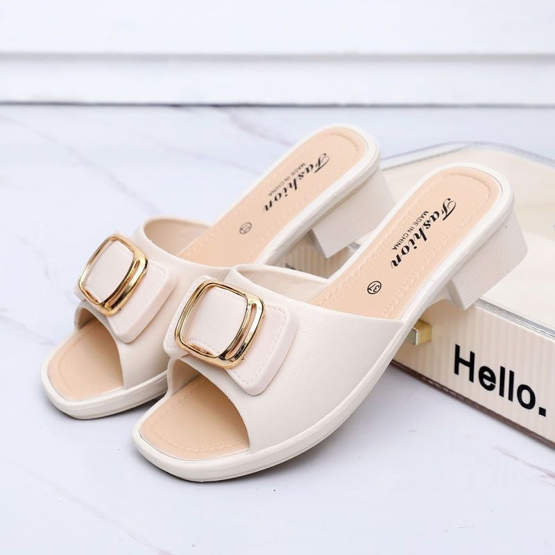 High Heel Slippers Women's 2024 Summer Slippers Korean Style