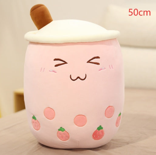 Cute Fruit Drink Plush Stuffed Soft Strawberry Milk Tea