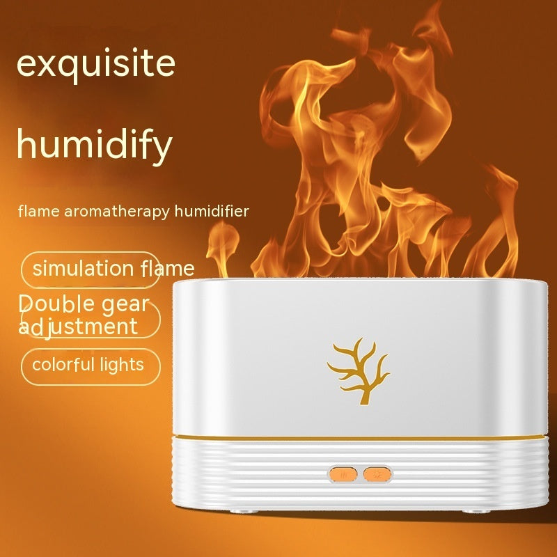 Flame Humidifier USB Smart Timing LED Electric Aroma Diffuser Simulation Fire Night Lamp