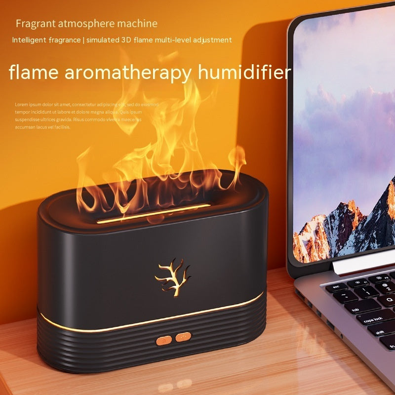 Flame Humidifier USB Smart Timing LED Electric Aroma Diffuser Simulation Fire Night Lamp