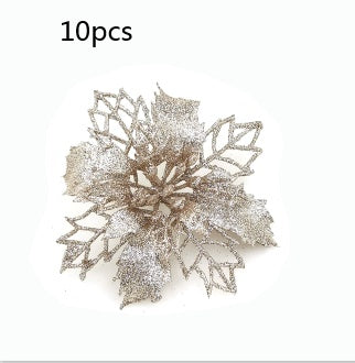 Glitter Artifical Christmas Flowers Christmas Tree