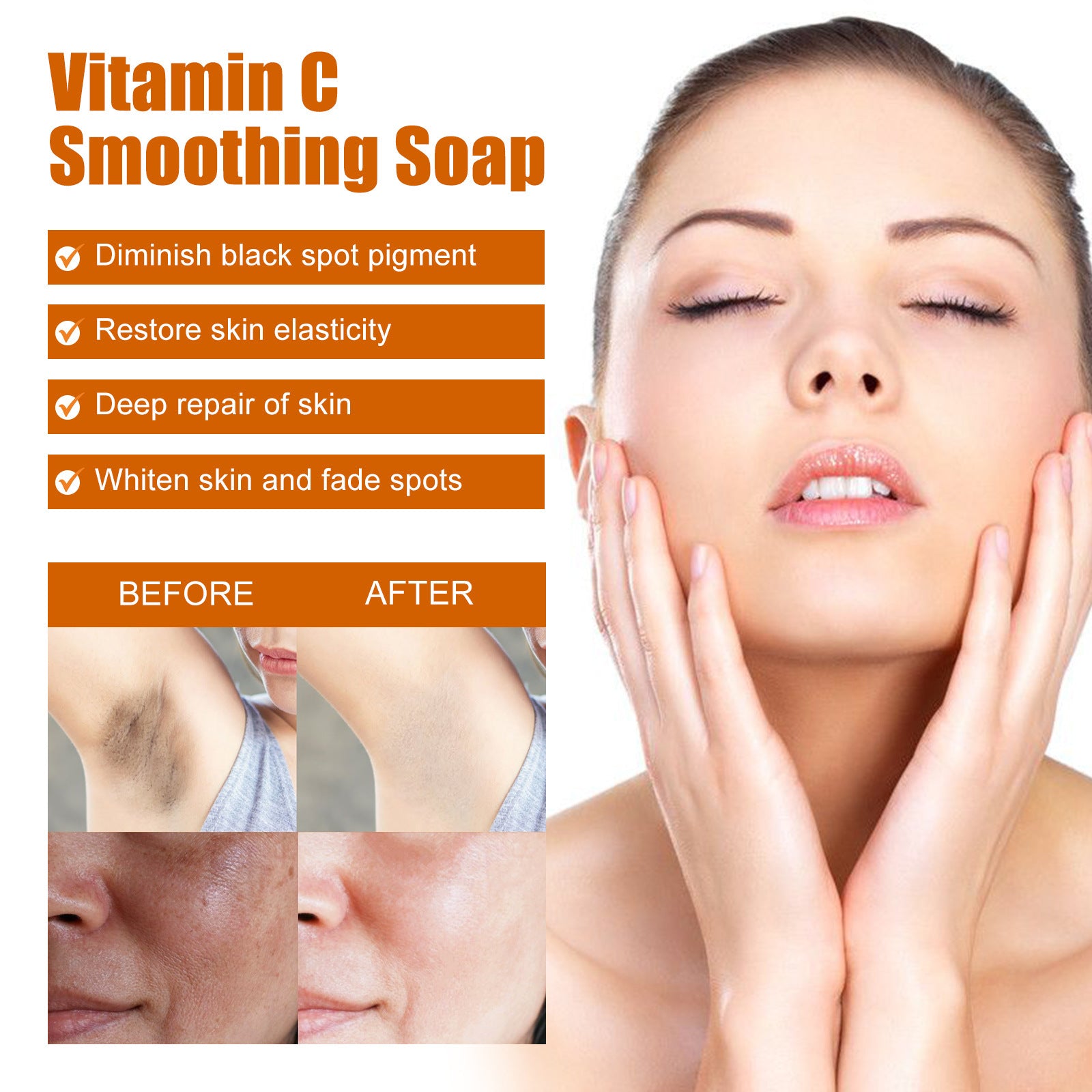 Vitamin C Whitening Soap Fade Spots Deep Cleansing Moisturizing