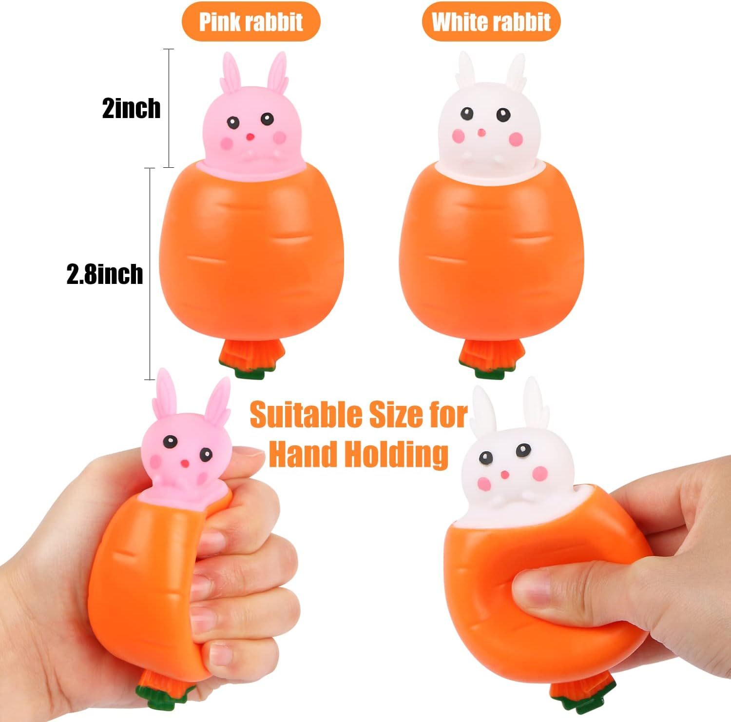 4 Pack Stress Balls Bunny Squeeze Ball Carrot Rabbit Stress Toy Sensory Pressure Toys