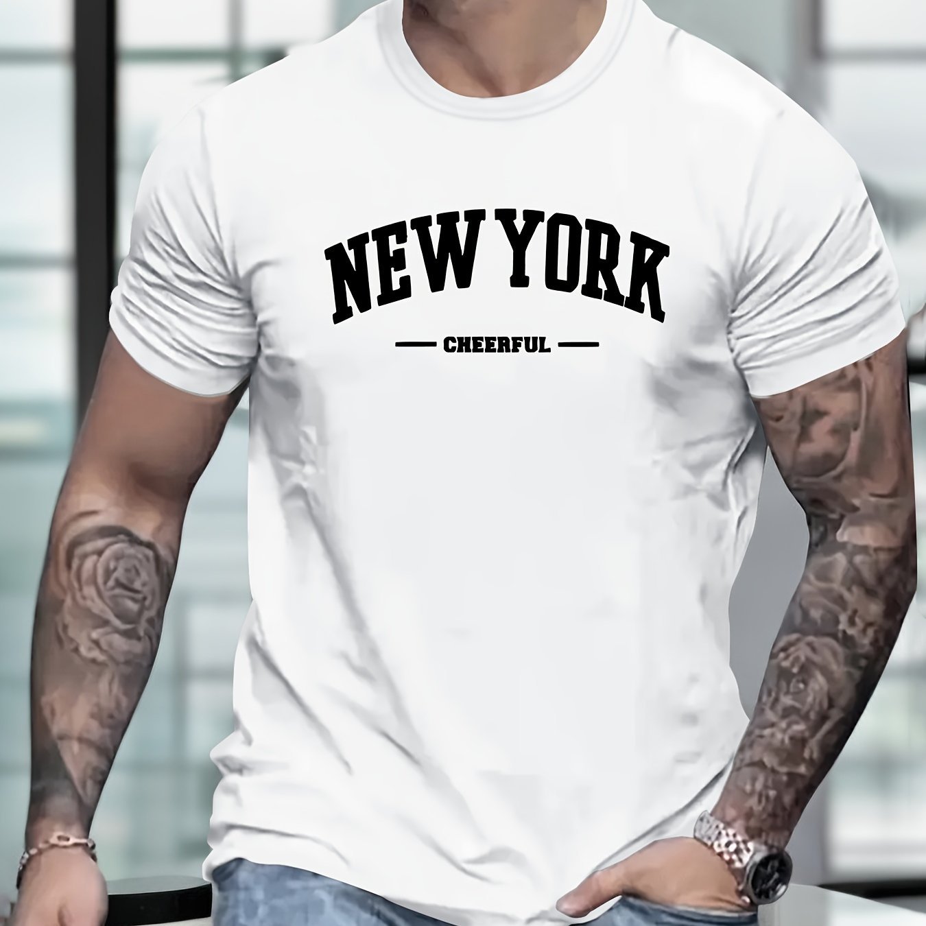 Men's New York Creative Printed Casual Novelty T-shirt, Short Sleeved Summer&spring Top