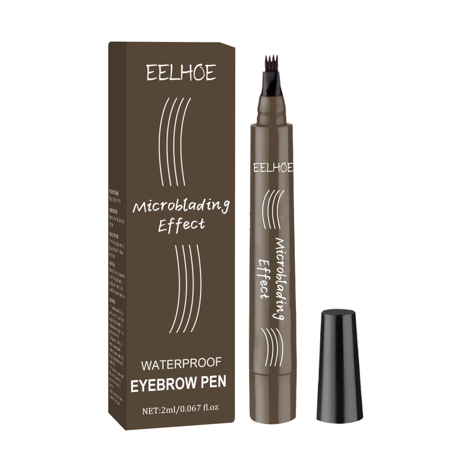 EELHOE Quad Wild Water Eyebrow Pencil Shape Eyebrow Waterproof Sweatproof Fill-in Eyebrow Natural Volume Multi-Color