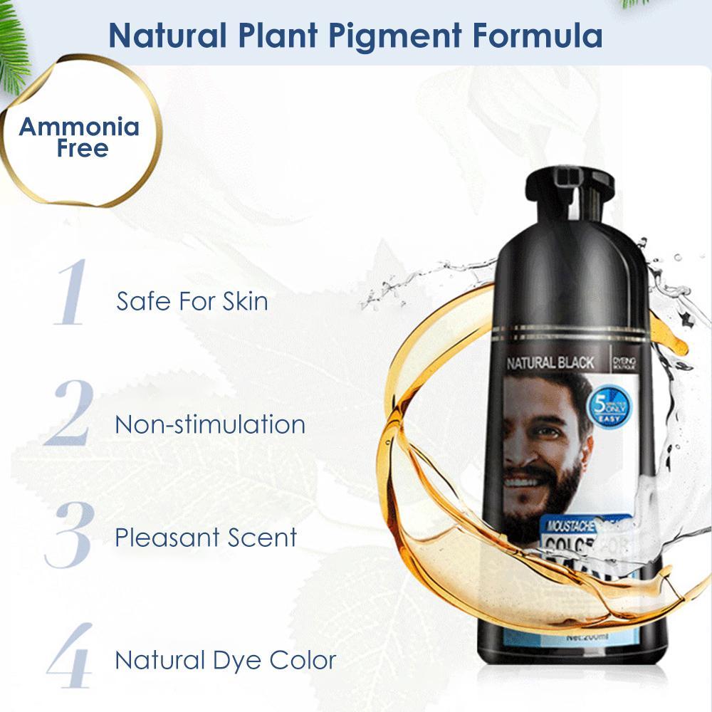 Beard Hair Color Shampoo For Men,Natural Permanent Beard DyeShampoo, Colors Hair In Minutes