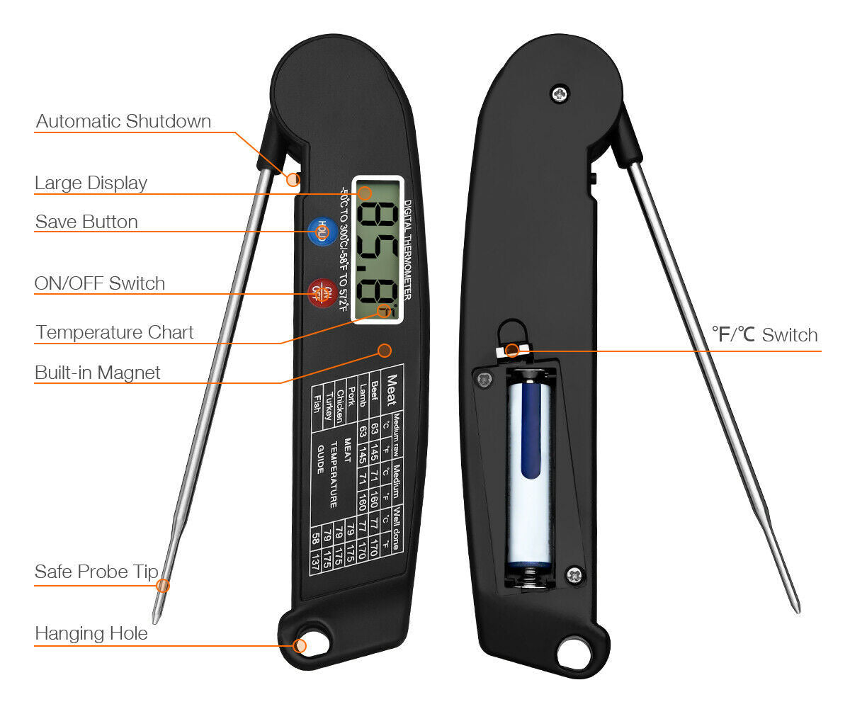 Digital Cooking Meat Thermometer Instant Read Food Steak Oven Smoker BBQ Grill Meat Thermometer