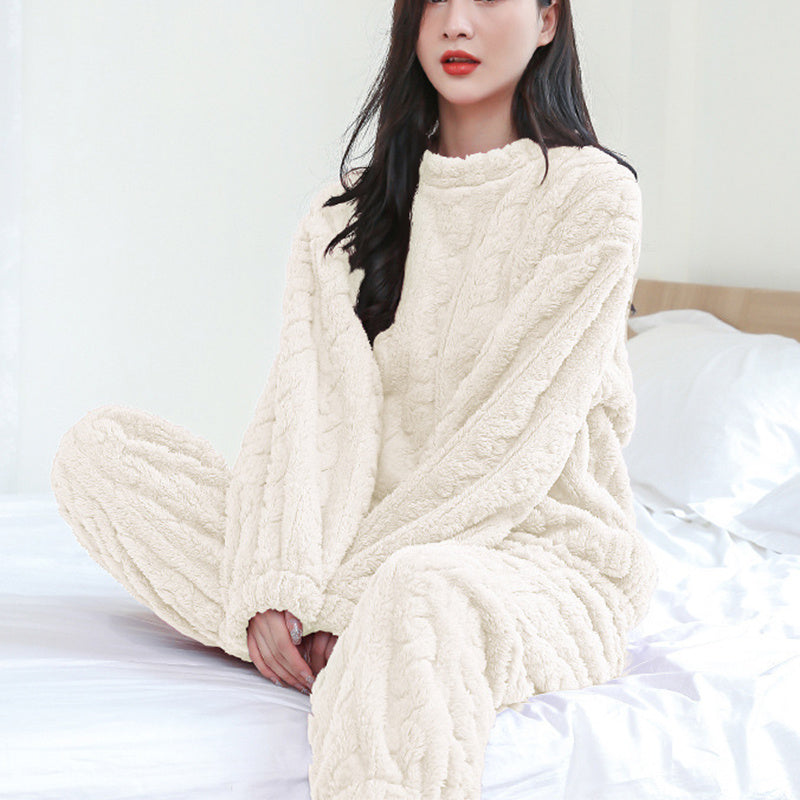 Winter Pajamas Sets Homewear Solid Color Loose