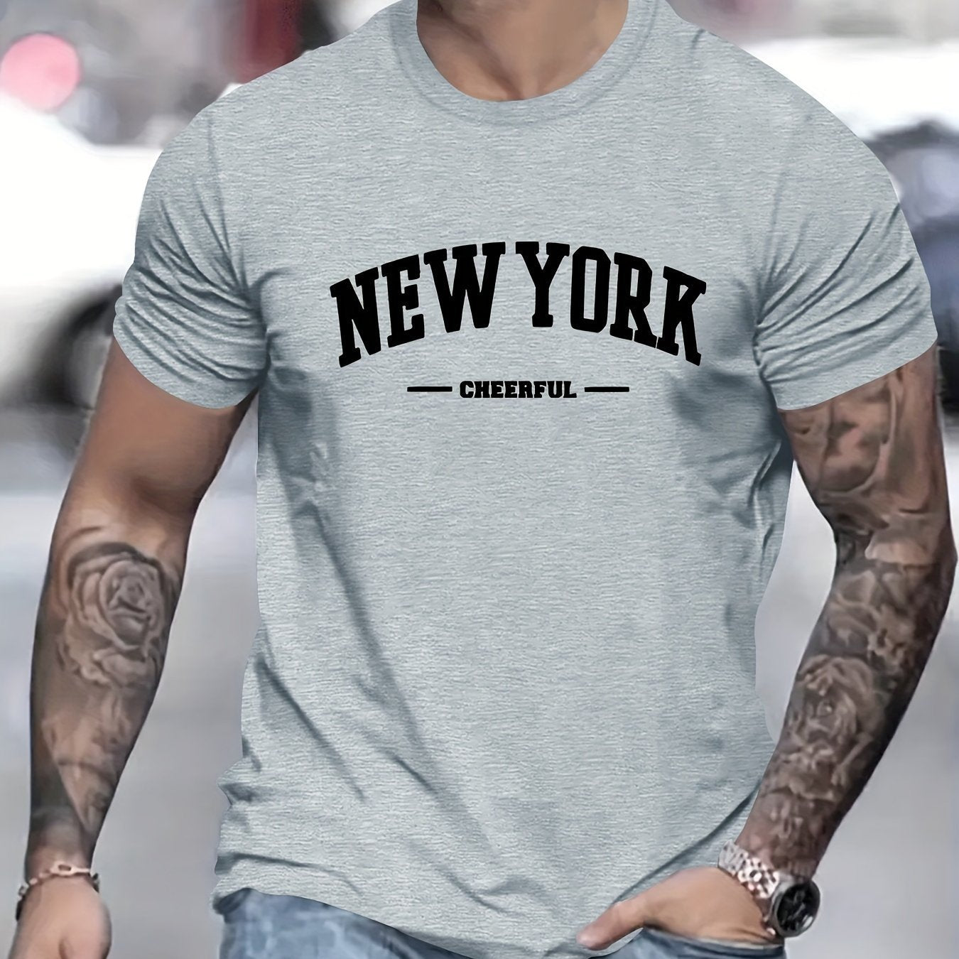 Men's New York Creative Printed Casual Novelty T-shirt, Short Sleeved Summer&spring Top